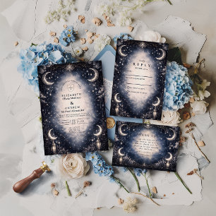 Himmlische gotische Mond-Hochzeit Dankeskarte