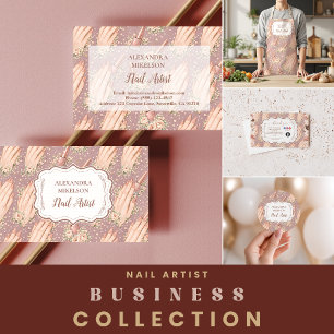 Errötende Florale Nageldesignerin Unternehmen Dankeskarte