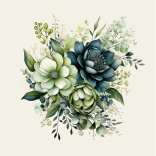 Blaugrün-Aquarellfarben-Blume, die für UAWG RSVP Karte