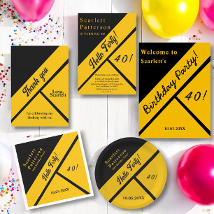 Eleganter Black and Gold Luxury Chic 40. Geburtsta Einladung