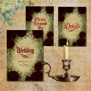 Gotische Mittelalterliche Vintage Rose Hochzeit Einladung