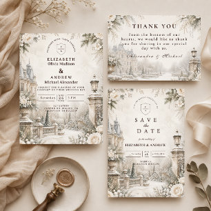 Zeitlose elegante Winterhochzeit RSVP Karte