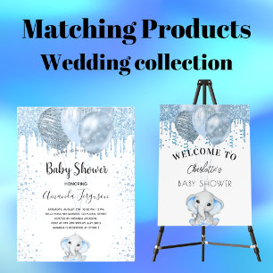Baby Shower Elefant Junge Blue Einladung Flyer