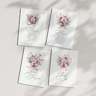 Elegantes Floral Bow 1. Geburtstag Girl Foto Dankeskarte