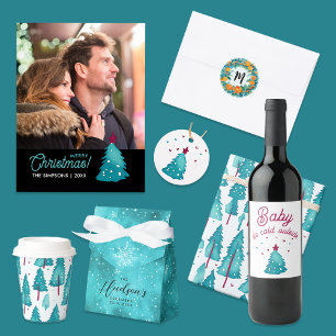 Niedliche Weihnachtsfarbe Orangen Kräne Monogramm Runder Aufkleber