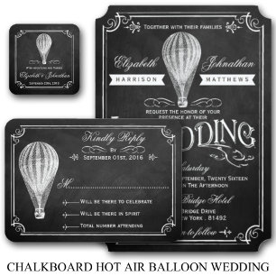 Die Hochzeitskollektion mit dem Chalkboard Hot Air Einladung