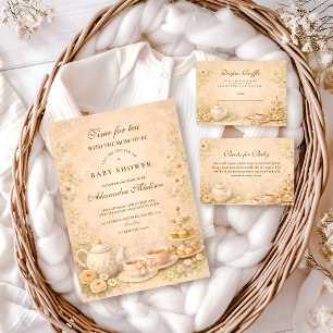 Elegante Babyparty im Teegarten Einladung