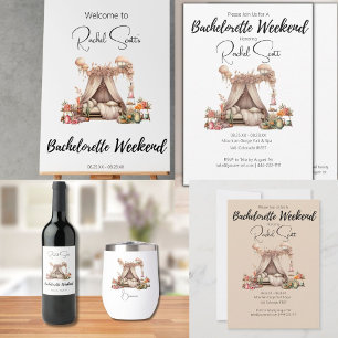 Boho Pink Glamping Junggeselinnen-Abschied Weekend Einladung