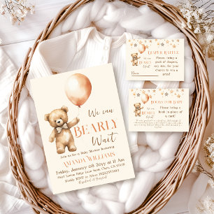 Boho Bearly Wait Beige Bear Baby Shooting Diaper Begleitkarte