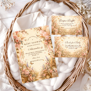 Elegante Schmetterlings-Boho-Baby-Party Einladung