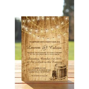 Country Hochzeit Einladung mit Cowboystiefeln