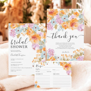Handbemalte Boho-Floral-Aquarell-Brautparty Dankeskarte