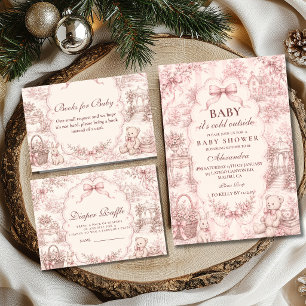 Wald-Weihnachts-Baby-Shower-Windel-Raffle Begleitkarte
