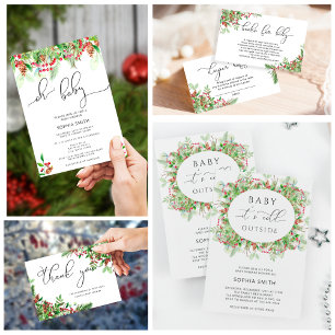 Im Winter immergrün ist es kalt draußen Babydusche Einladung