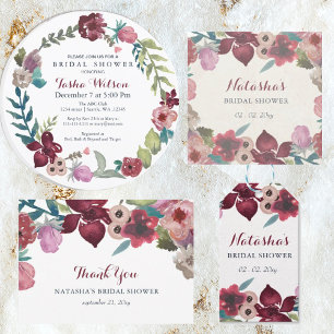 Boho Floral Garden Brautparty Dankeskarte