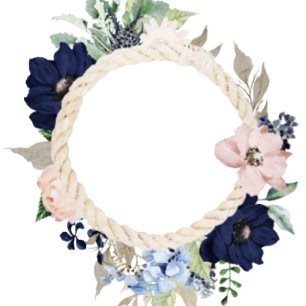 Marina Nautical Blooms Navy Blush Pink Wedding Einladung