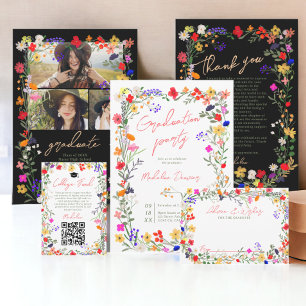 Moderne Boho-Chic-Hochzeit wilde Blumen Abschlussf Einladung