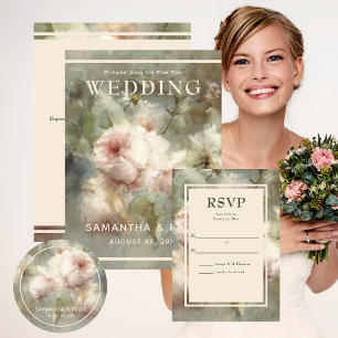 Elegante antike Rose, Hochzeit Runder Aufkleber