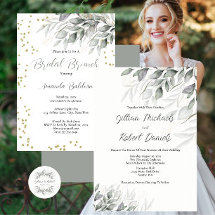 Elegante Blätter Hochzeit Runder Aufkleber