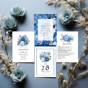 Dusty Blue Colored Floral Wedding Tischnummer