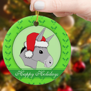 Niedlicher Weihnachtsmann Holly Happy Holidays Wei Keramik Ornament