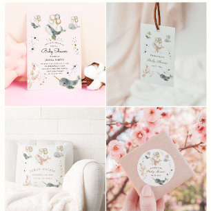 Magische Wale und Stars Virtual Baby Dusche Einladung