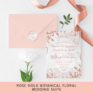 Rose Gold Botanische Blütenhochzeit Einladung