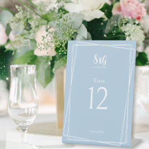 Light Blue Stylish Script Geometric Frame Wedding Einladung