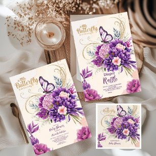 Butterfly Lila Floral Pink Girl Diapper Raffle Begleitkarte