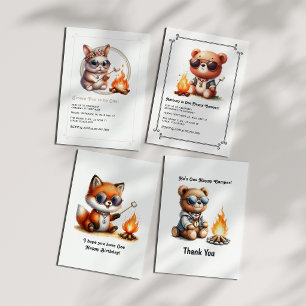 Bear Camping Boy "One Happy Camper" 1. Geburtstag Dankeskarte