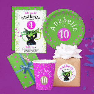 Glam Cool Pink Green Glitzer Stars Geburtstag Kind Pappteller