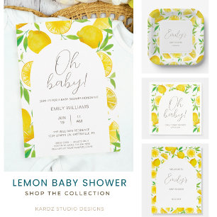 Summer Lemon Watercolor Kinderdusche Einladung