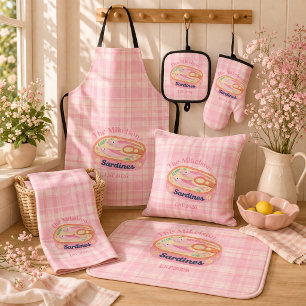 Rosa Gingham-Sardinen benutzerdefinierte Familie Schürze