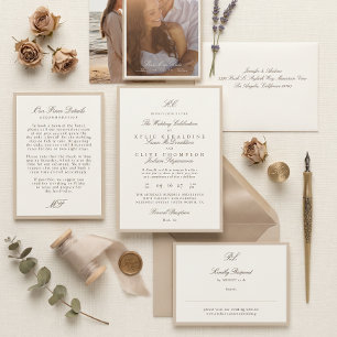 Champagner-Taupe formelle Hochzeit Einladung