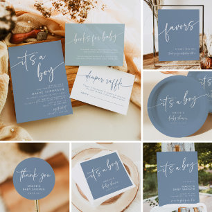 Moderne Blue Baby Dusche Einladung ein Junge