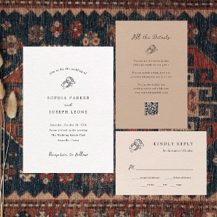 Minimalistische Horseshoe Wedding Guest Details QR Begleitkarte
