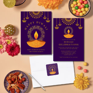 Happy Diwali Festival of Lights Diya Quadratischer Aufkleber