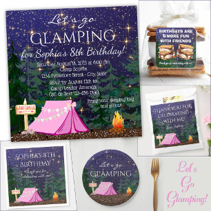 S'mores Glamping Geburtstagsparty Quadratischer Aufkleber