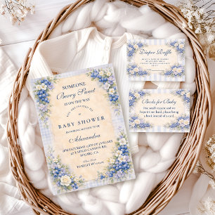 Vintage Blaubeer-Blumen-Babyparty Einladung