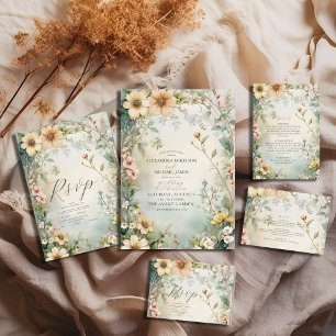 Vintag Daisy Art Nouveau Mucha Wedding Einladung