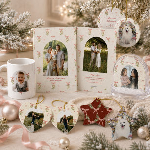 Grandmillennial-Weihnachts-Botanik-Bogen-Foto-Arch Feiertagskarte