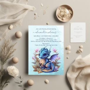 Windenfarbe Blue Dragon Baby Dusche Windelpreispre Begleitkarte