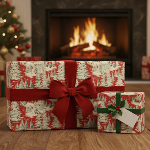 Retro-Weihnachtslandschaft im Vintage-Stil Ripsband