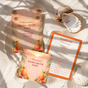 Tequila Sunrise Palm Paradise Junggesellinnenabsch Runder Aufkleber