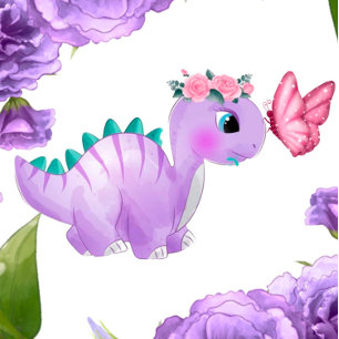 Lila Dinosaur Peony Butterfly Girl Baby Dusche Einladung