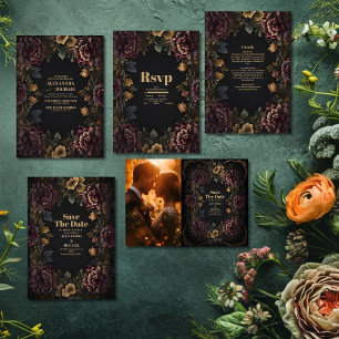 Viktorianische gotische Blumenzarge All In One Einladung