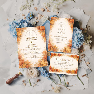 Herbst-Ahornblätter Rustikale Hochzeit Dankeskarte