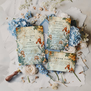 Vintage Tropical Botanische Hochzeit Einladung