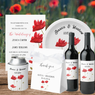 Rote Pfoten Wildblume Wasserfarben Hochzeit der Bl All In One Einladung