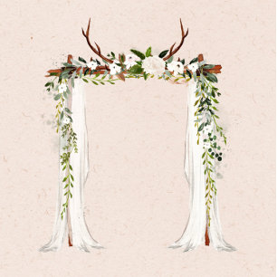 Boho Deer Antlers White Canopy Rustikale Hochzeit Einladung